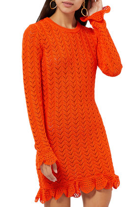 Frill Detail Crochet Dress
